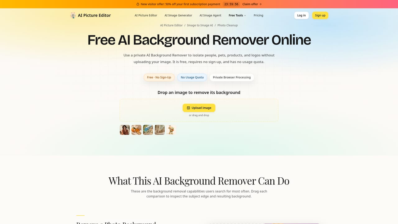 AI Picture Editor — Try the dedicated background remover or upscaler