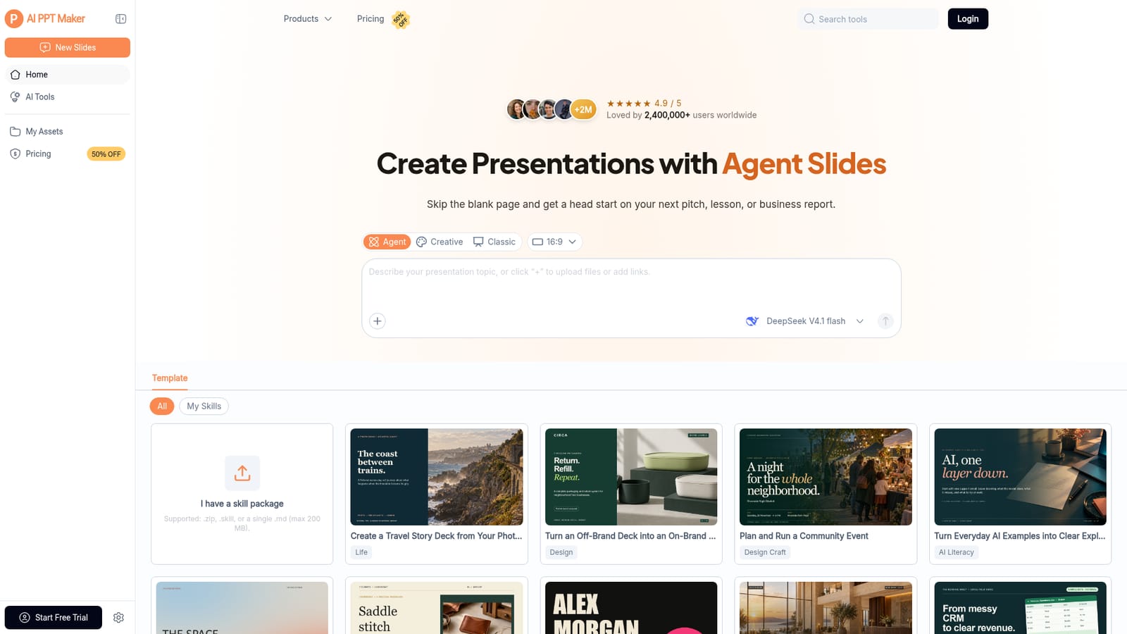 AI PPT Maker — Choose a slide engine