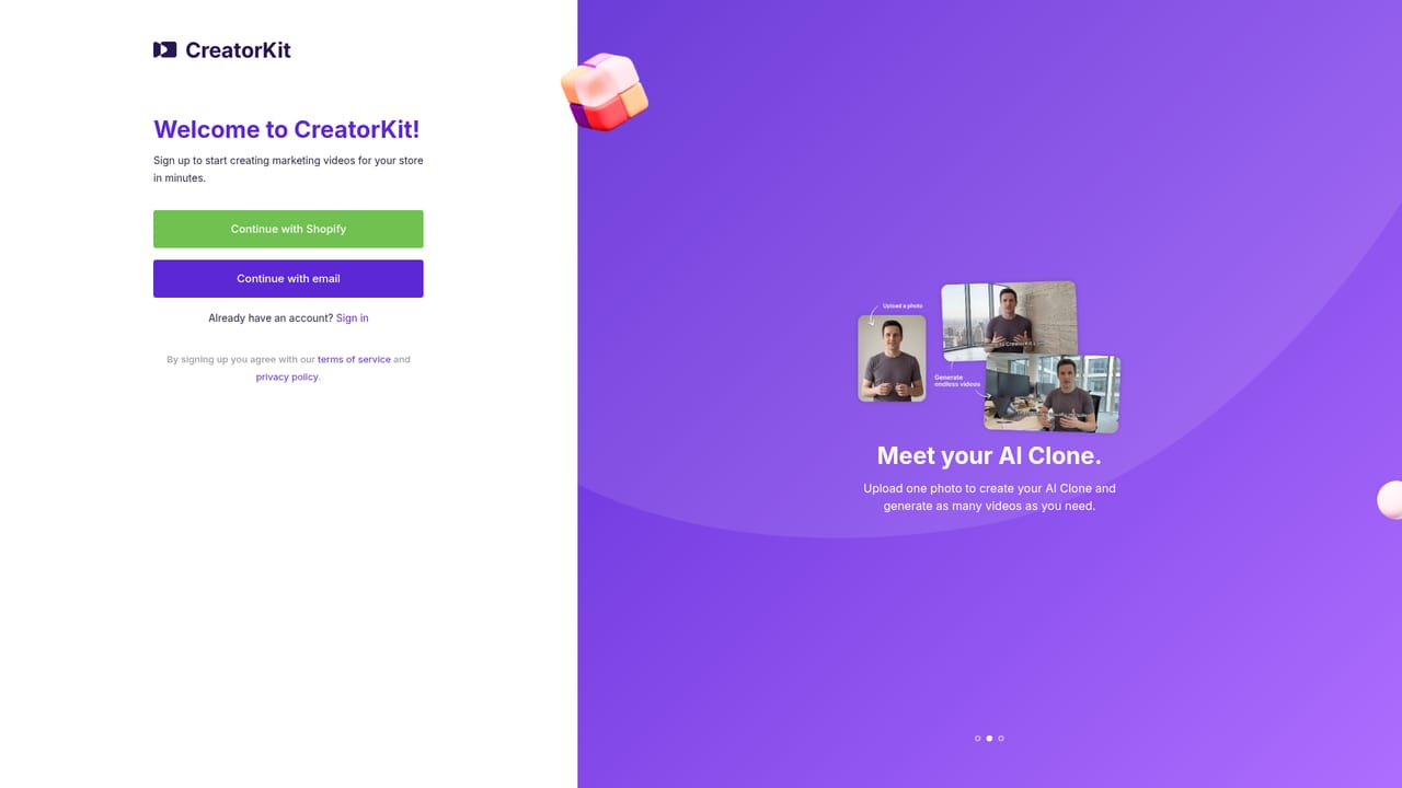 AI Product Photos by CreatorKit — Create your free account