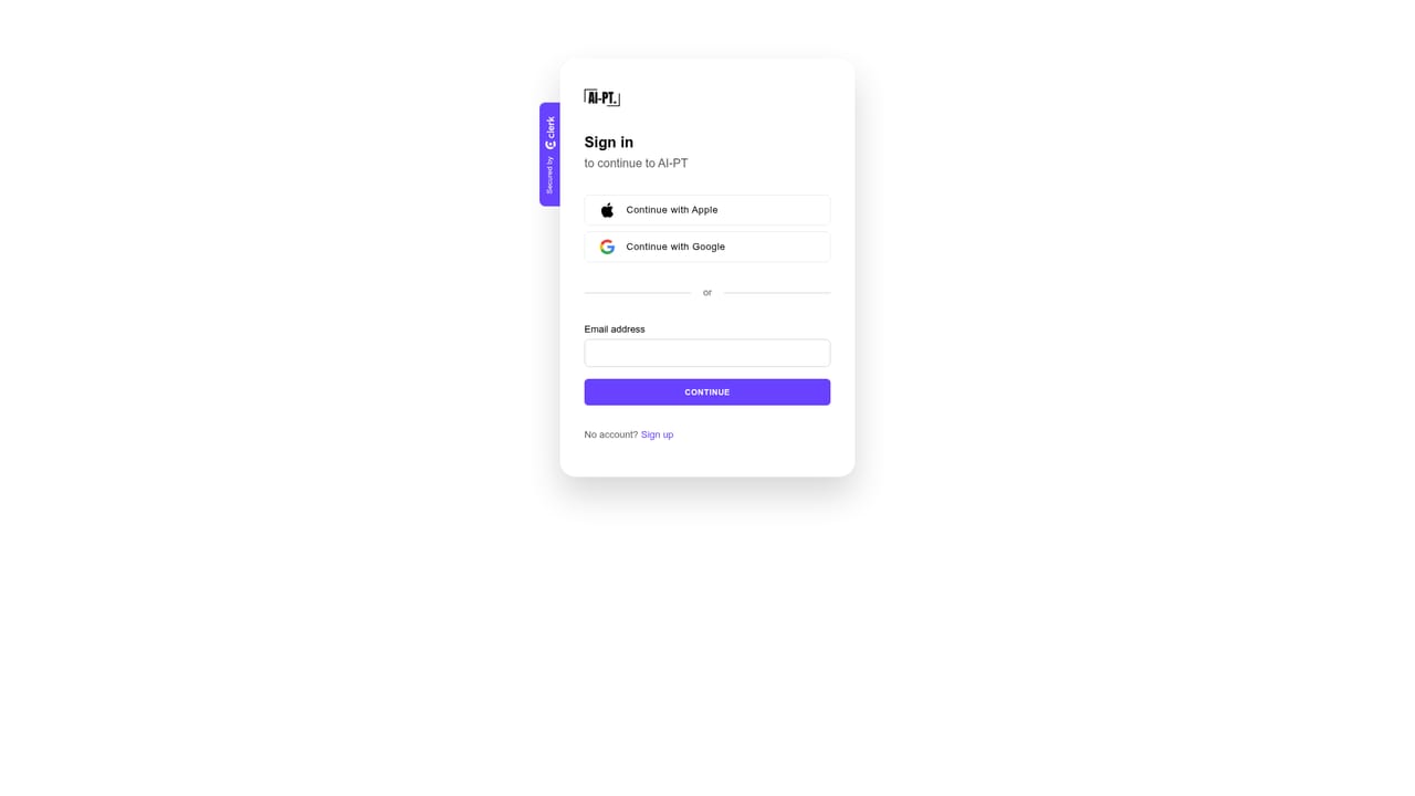 AI-PT — Create an account and open the generator