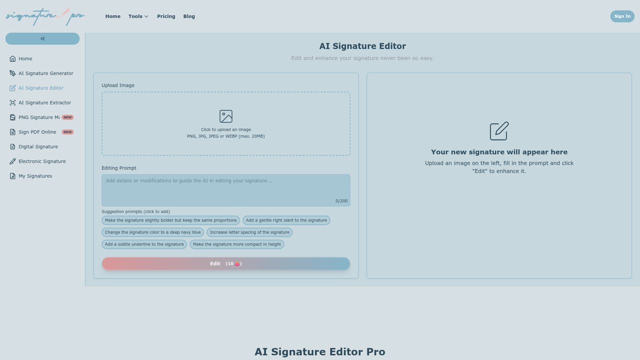 AI Signature Generator Pro — Refine with the editor