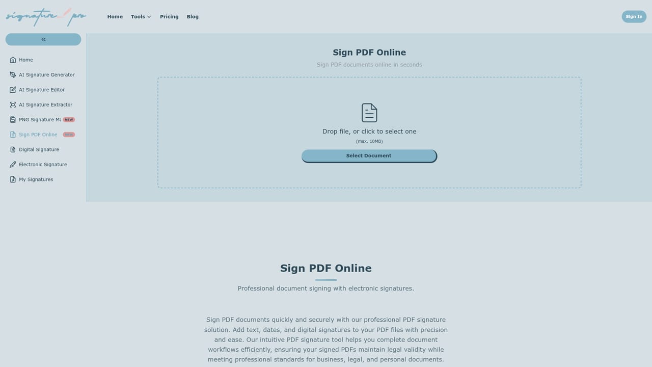 AI Signature Generator Pro — Sign a PDF