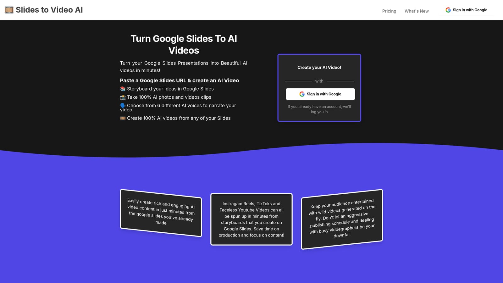 AI Slides to Videos — Sign in with Google