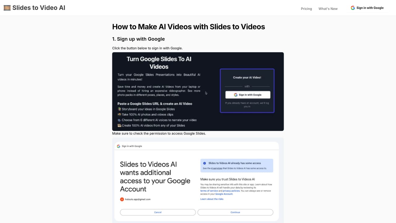 AI Slides to Videos — Copy your Google Slides URL