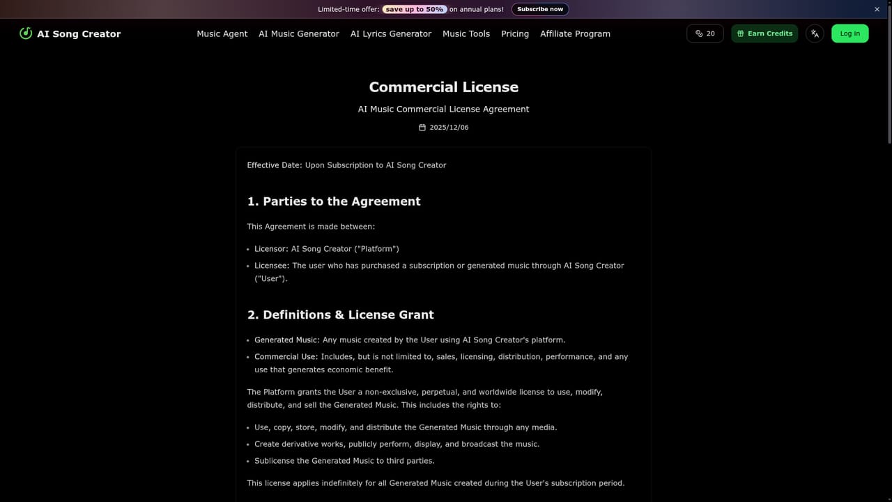 AI Song Creator.app — Confirm your license before publishing