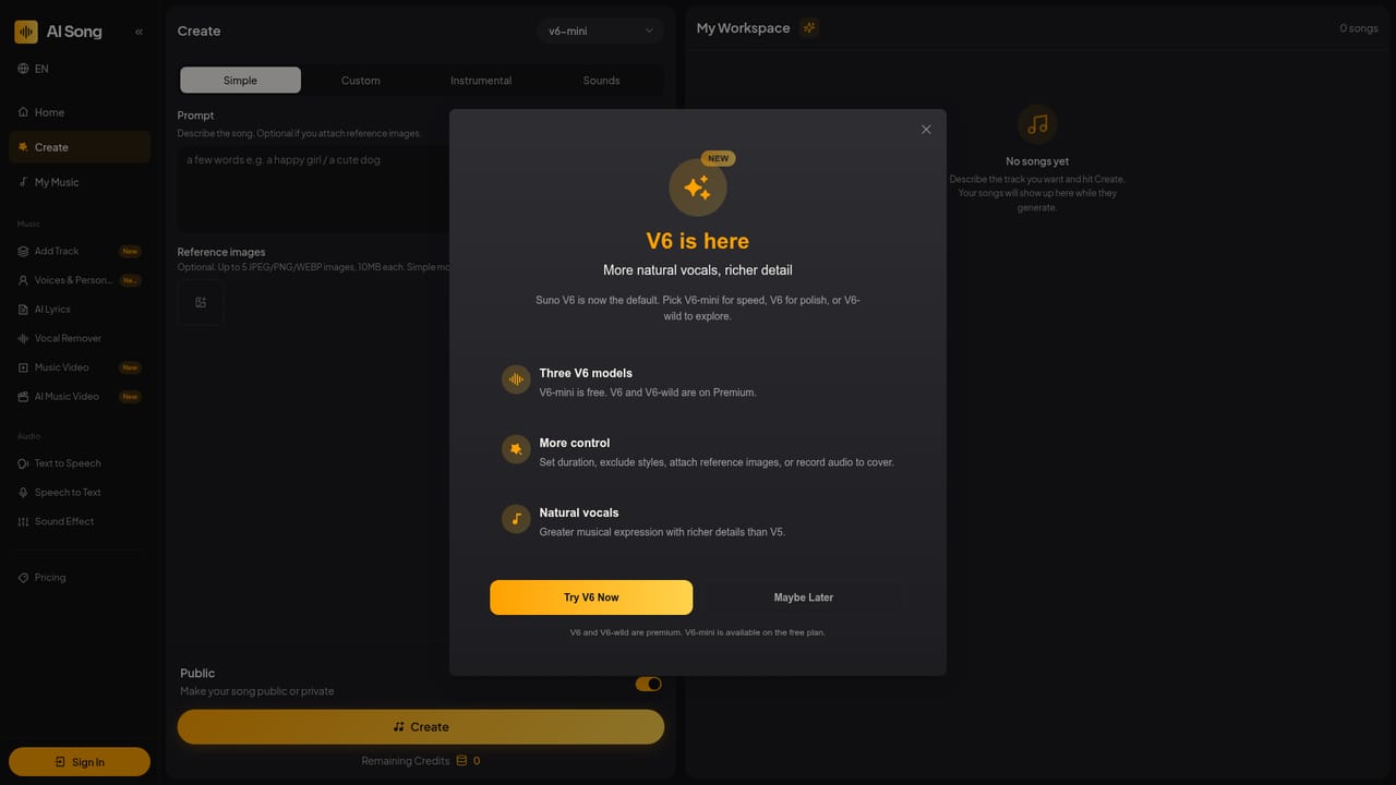 AI Song Generator — Open the studio and choose a mode