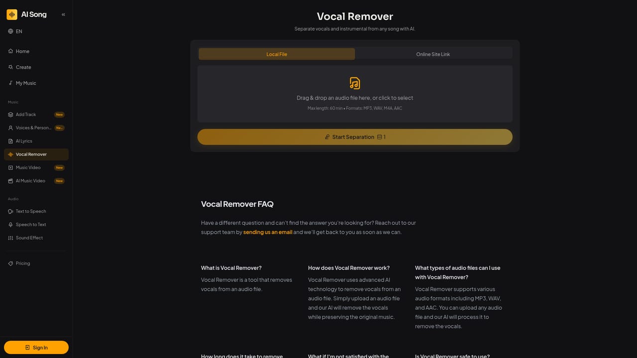 AI Song Generator — Finish with stems and video