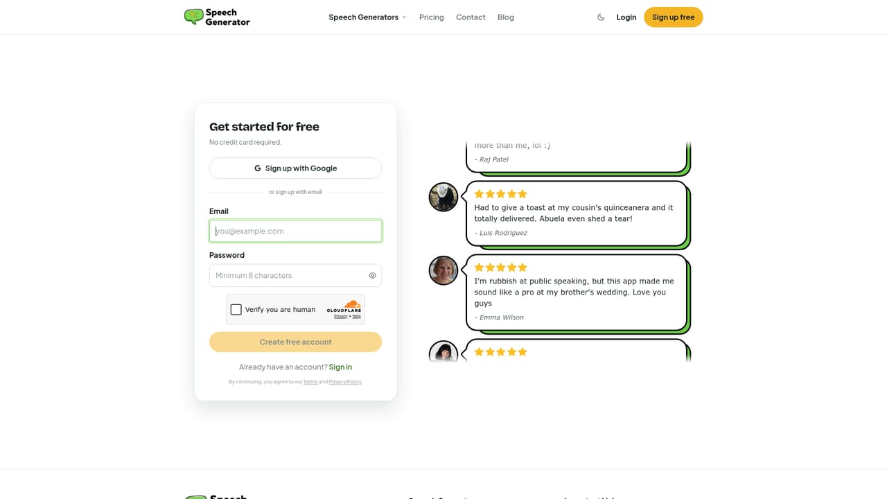AI Speech Generator — Create a free account