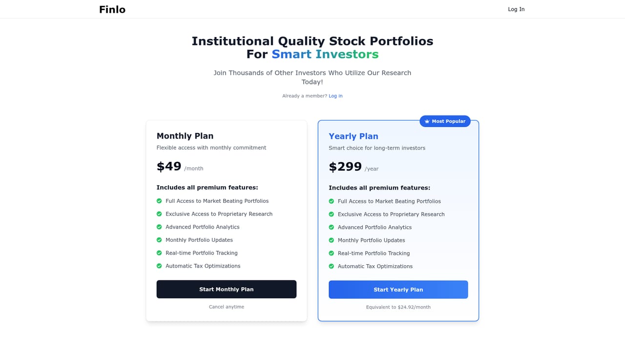 Ai Stock Research — Choose an access plan