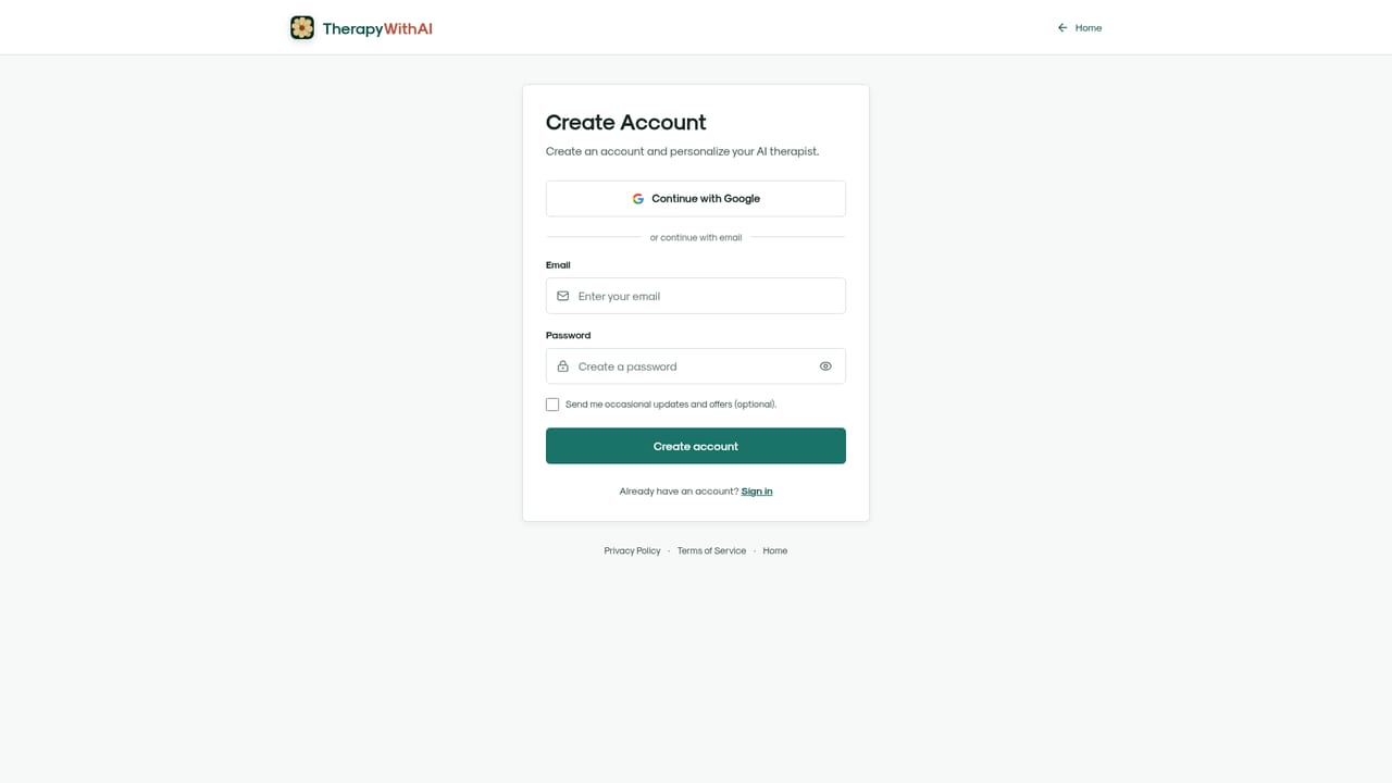AI Therapist — Create your account