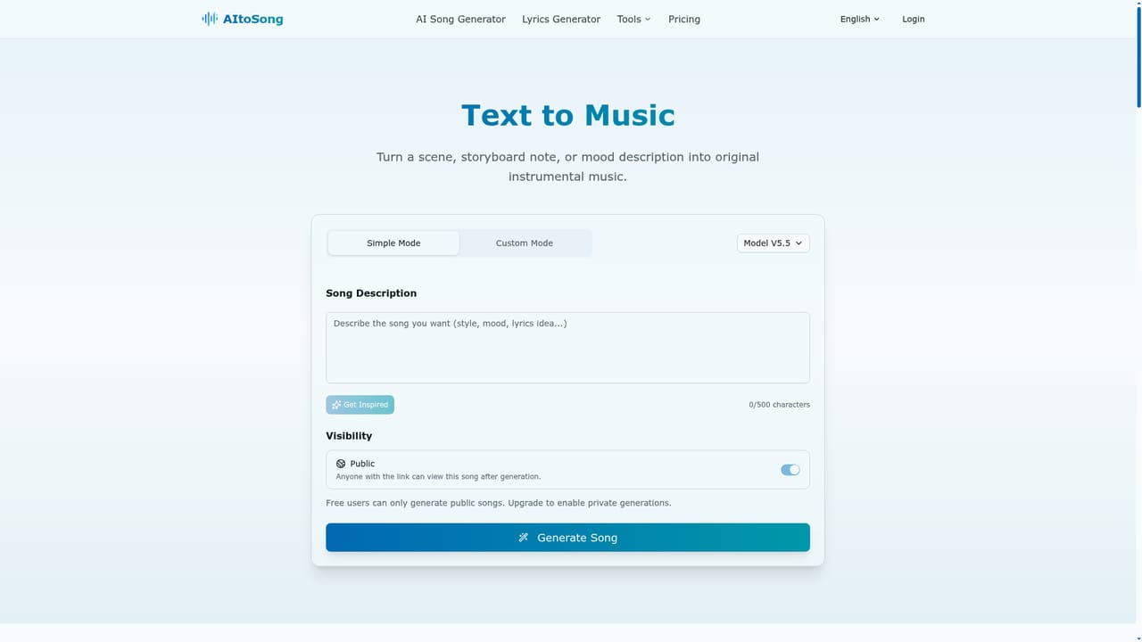 AI to Song — Choose vocals or instrumental