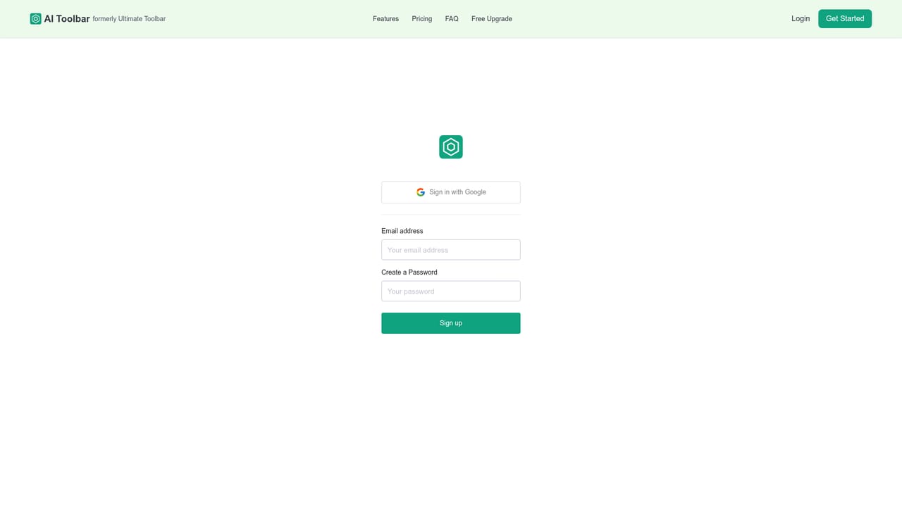 AI Toolbar — Create your account