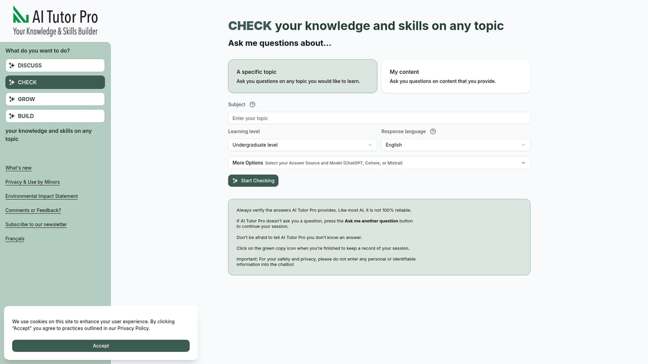 AI Tutor Pro — Test yourself with Check
