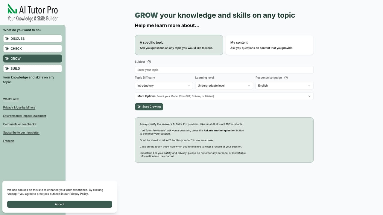 AI Tutor Pro — Expand into new material with Grow