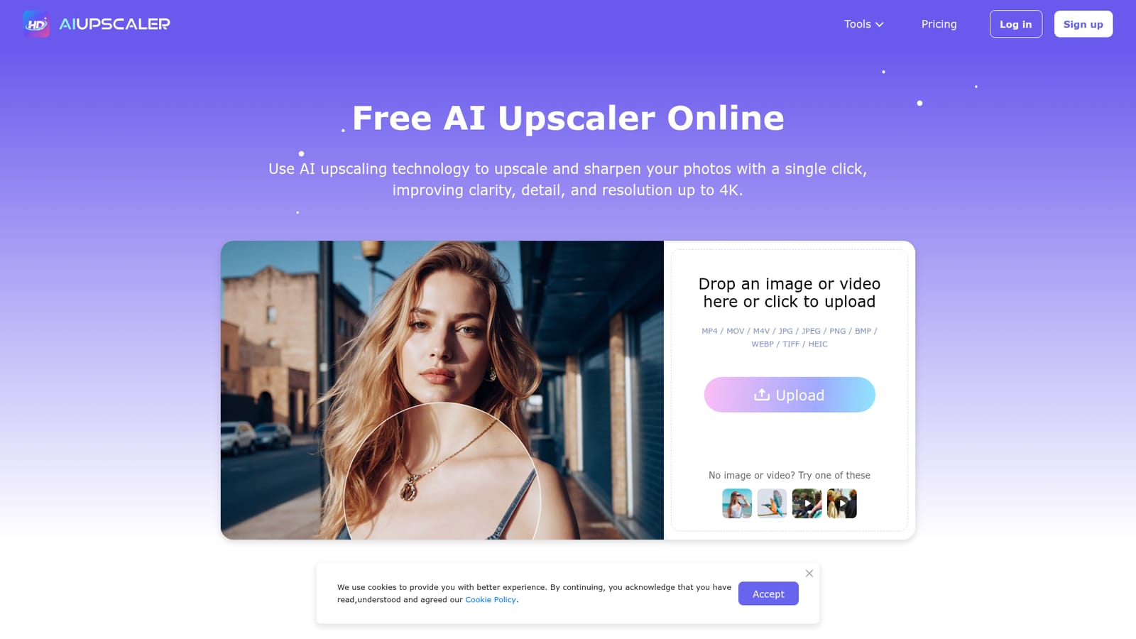 AI Upscaler — Open the upscaler