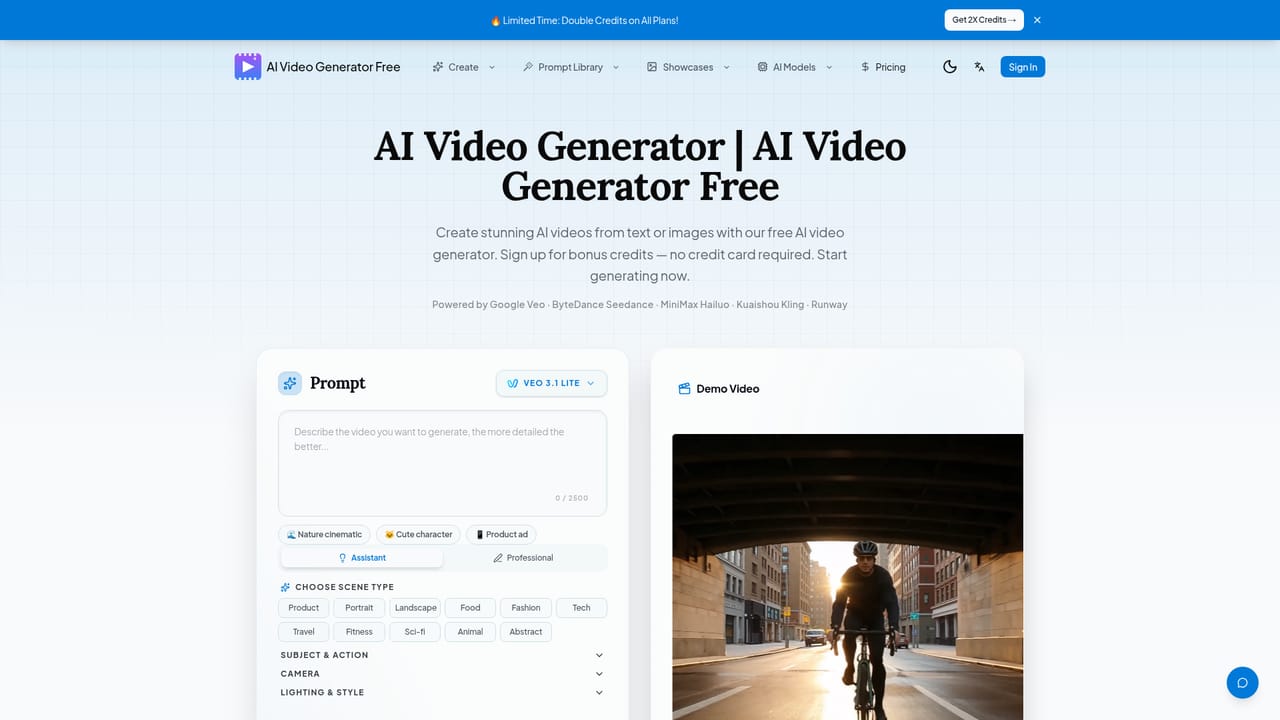 AI Video Generator Free - Text to Video AI — Write a prompt or upload an image