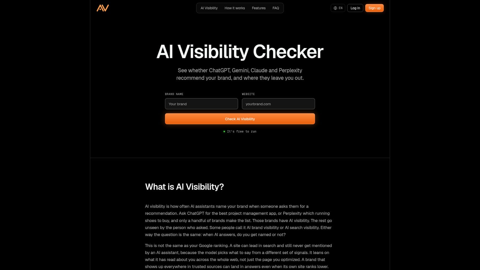 AI Visibility — Open the checker