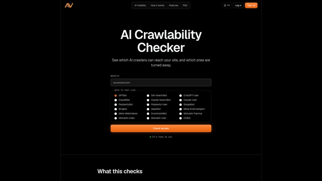 AI Visibility — Check AI crawler access
