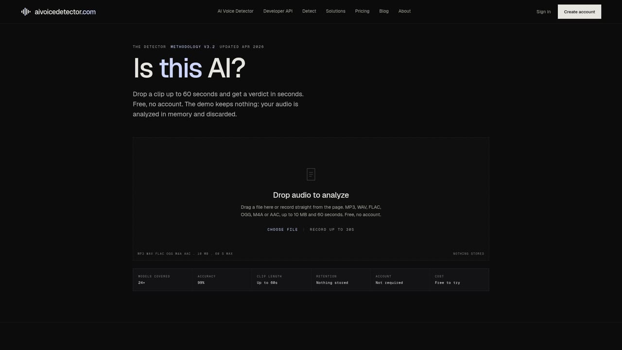 AI Voice Detector — Open the detector