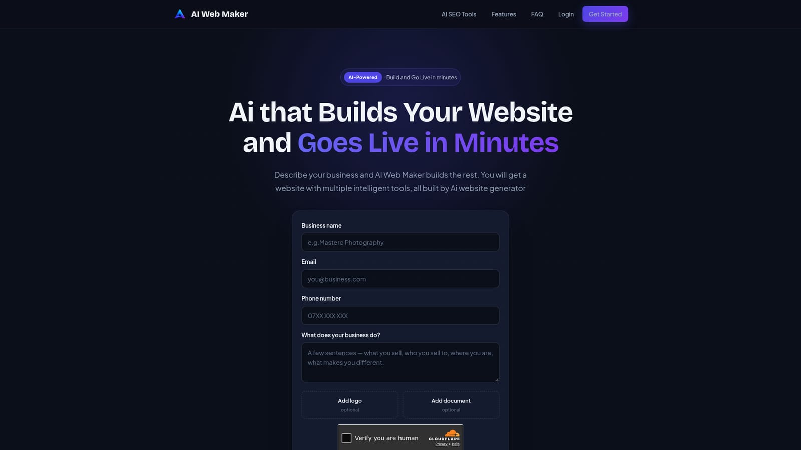 AI Web Maker — Describe your business