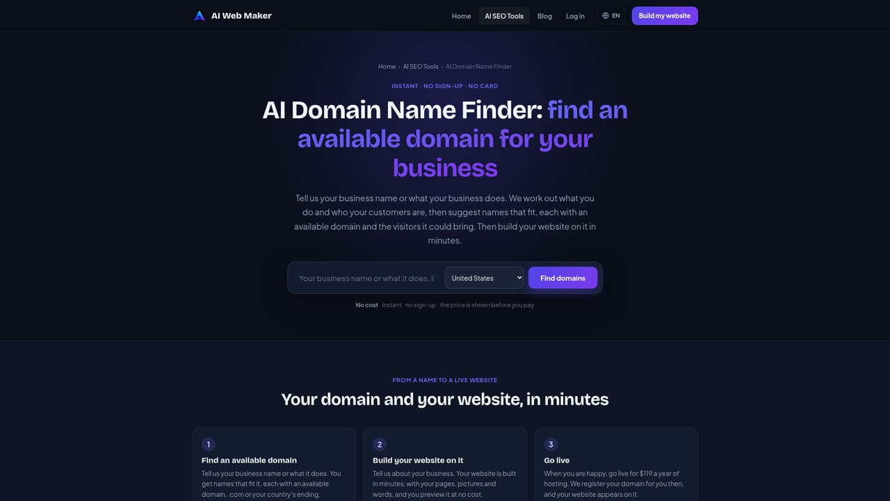 AI Web Maker — Publish and connect your domain