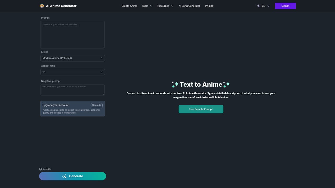 AIAnimeGenerator — Pick your input route