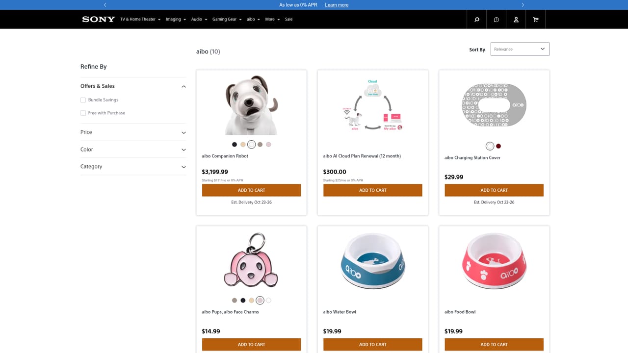 AIBO — Choose an edition and buy the unit