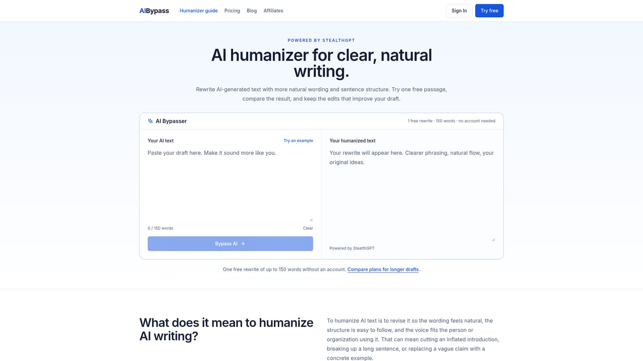 AIBypass — Finish the draft in your own voice