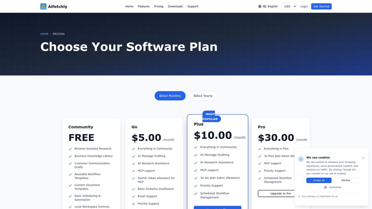 aiFetchly — Upgrade to Plus if needed