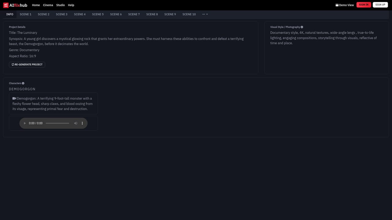 AIflixhub — Start a project in the studio