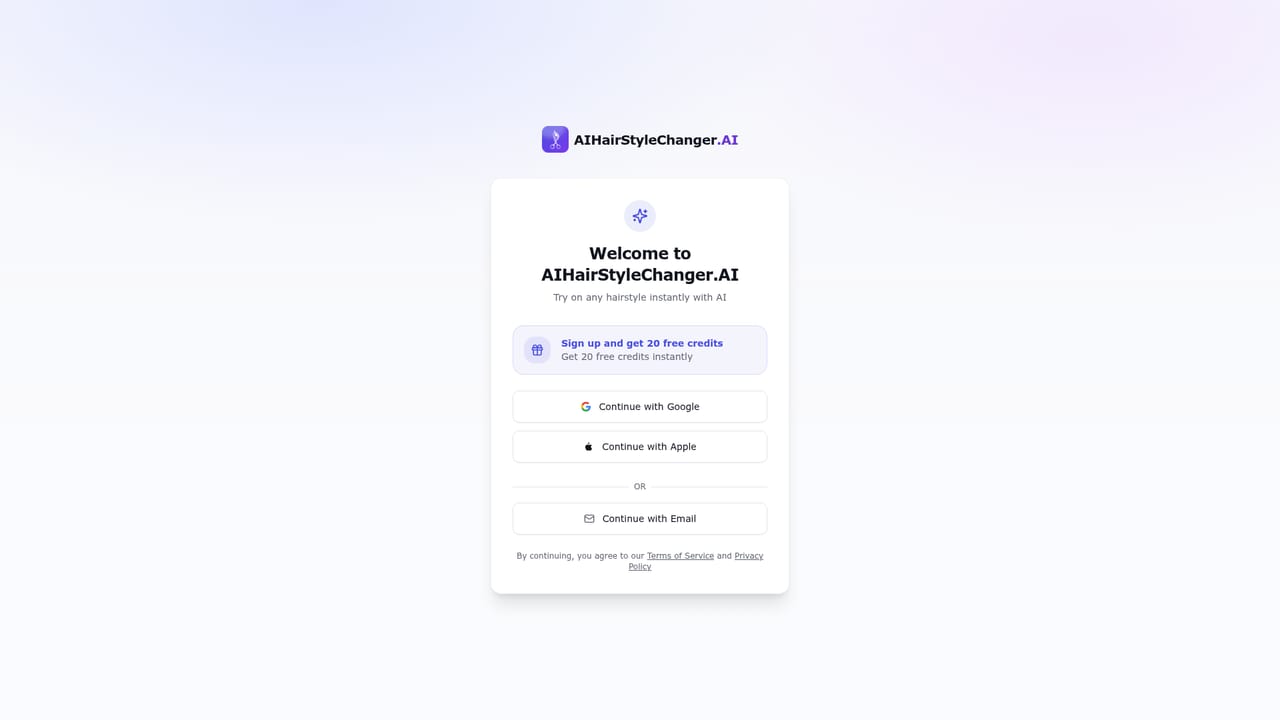AIHairstyleChanger.AI — Sign in and buy credits to continue