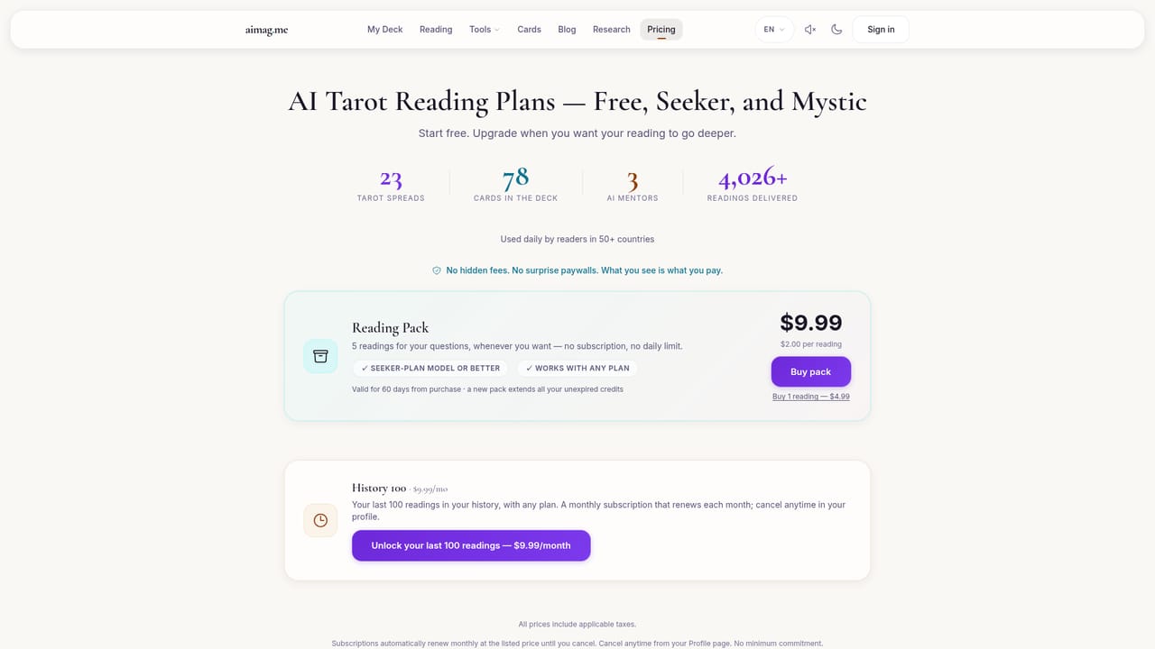 aimag.me — Compare plans before committing