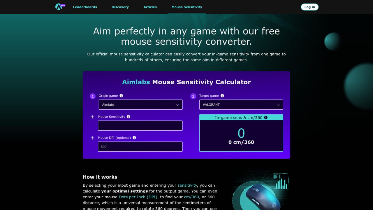 Aimlabs — Set your sensitivity before training