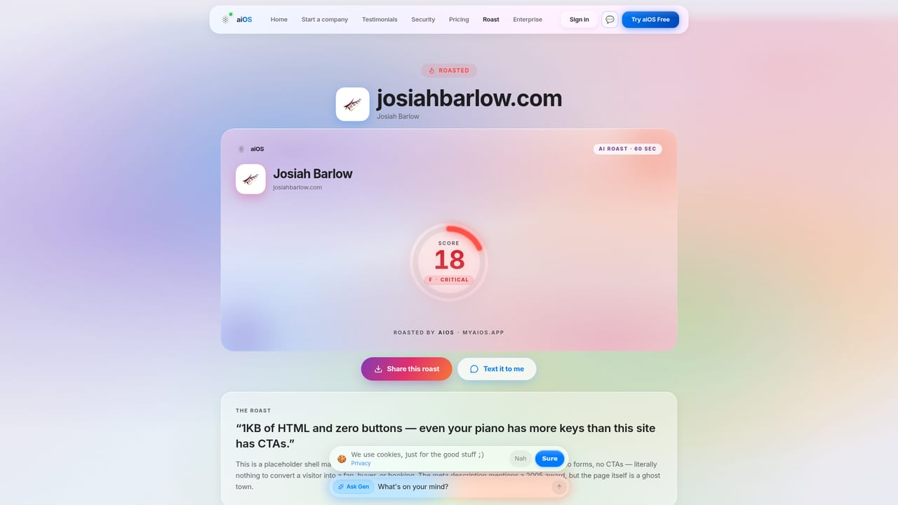 aiOS — Run a free roast on your site or profile