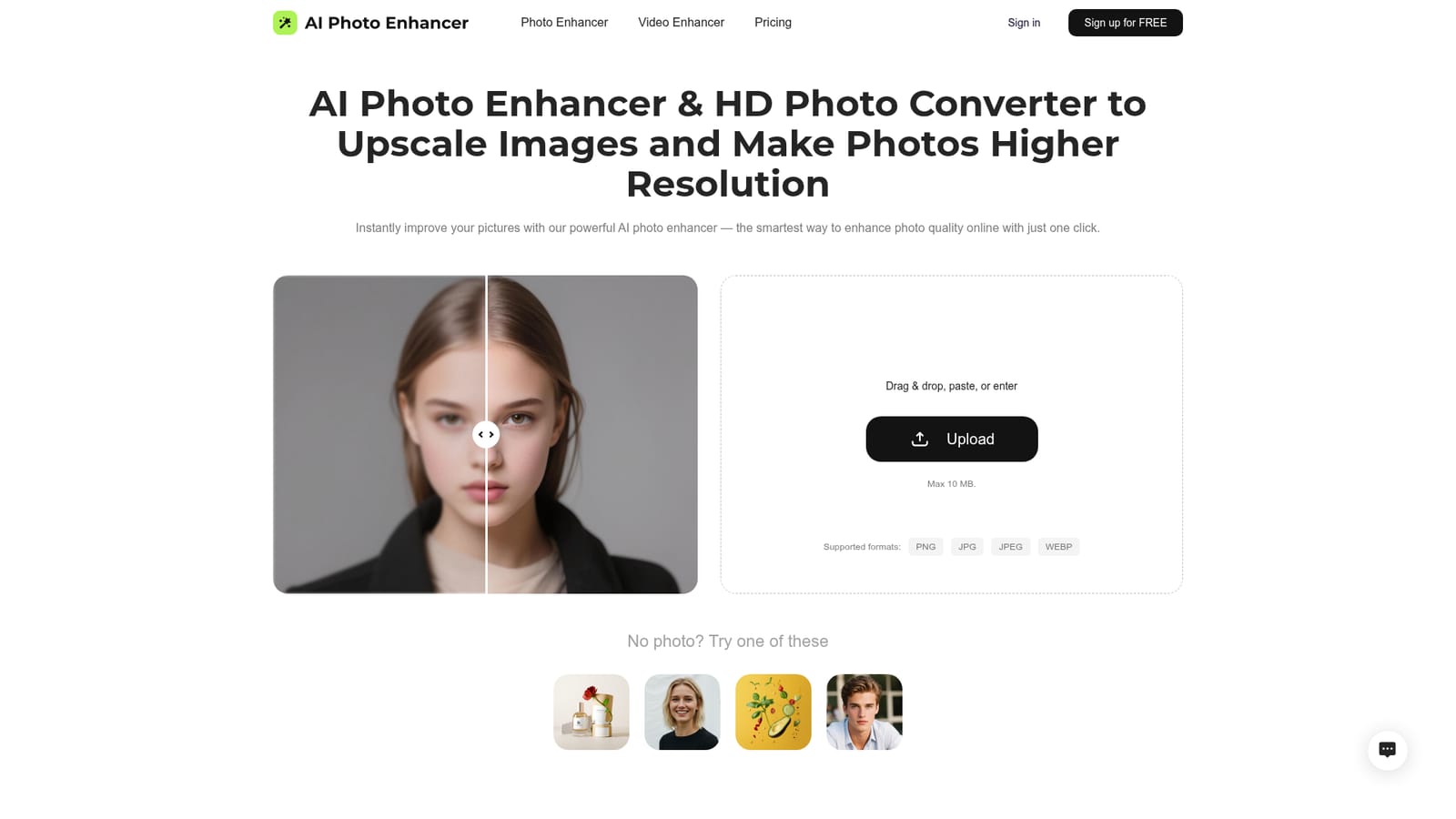 AIPhotoEnhancer.Pro — Open the photo enhancer