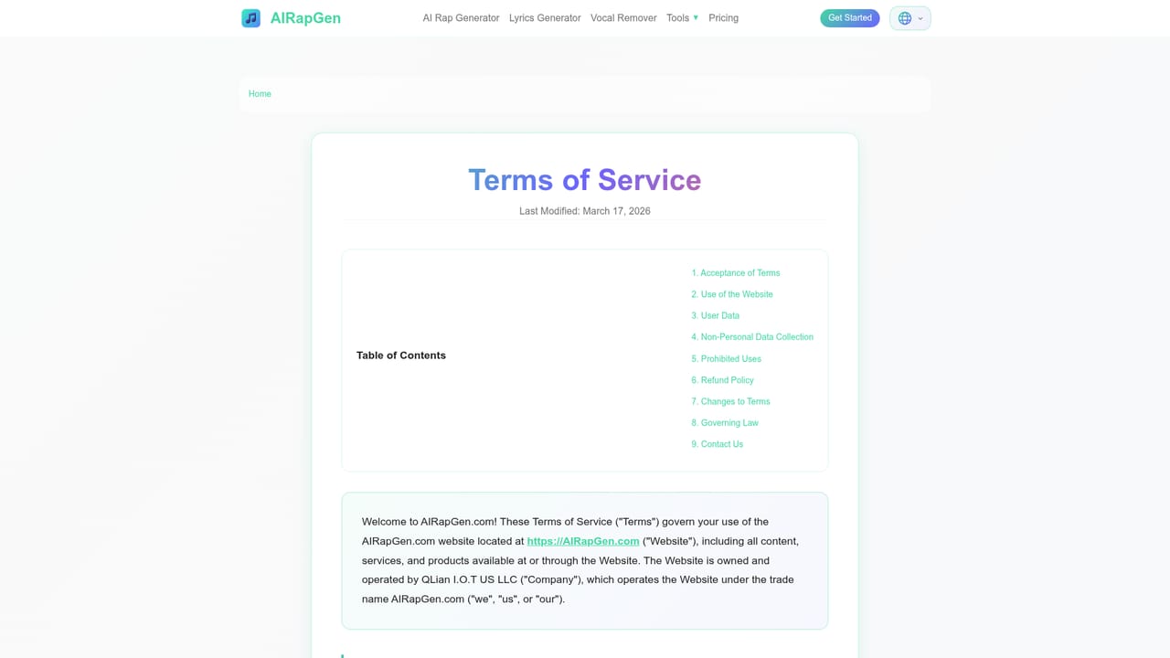 AIRapGen.com — Check the usage terms
