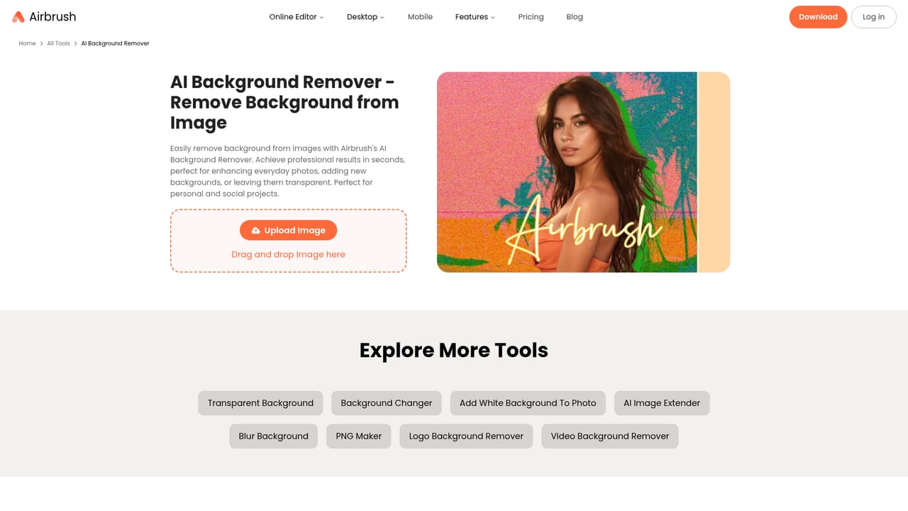 Airbrush AI Background Remover — Open the background remover