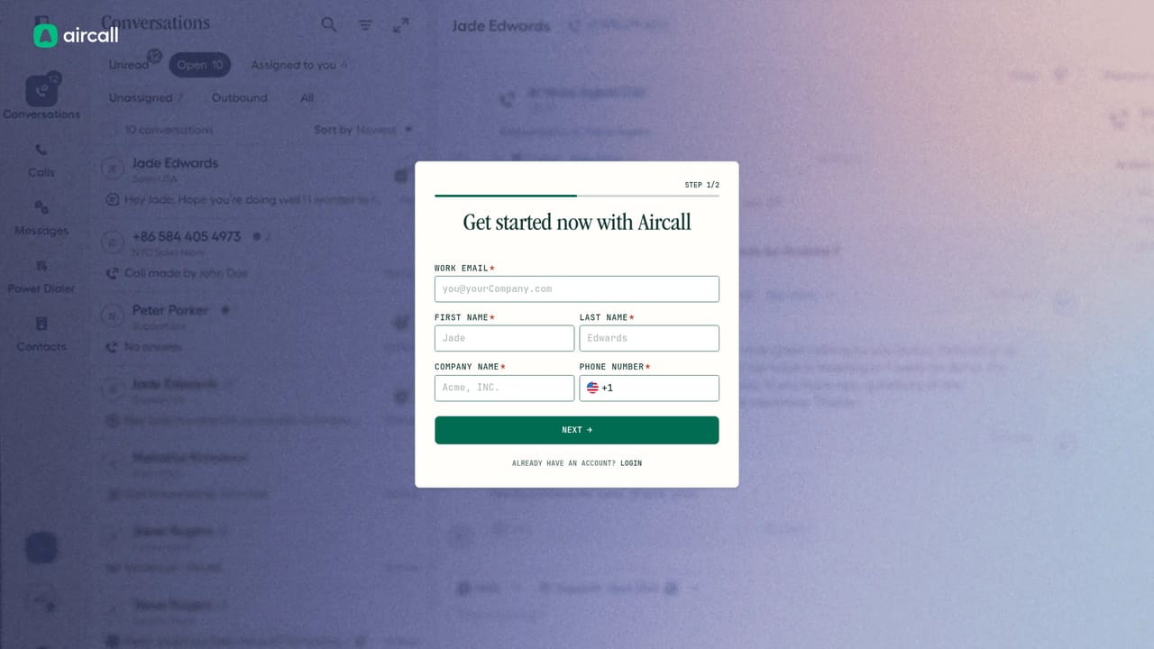 Aircall — Start a free trial