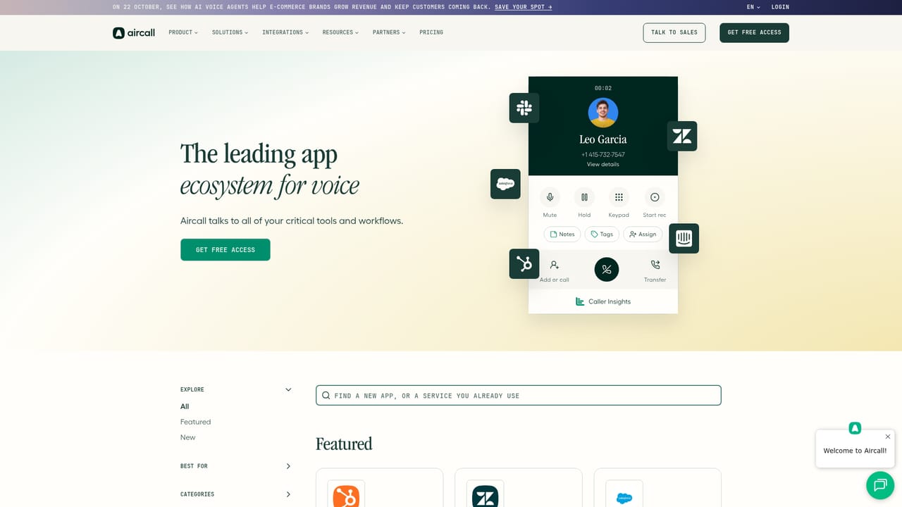 Aircall — Connect your CRM and help desk