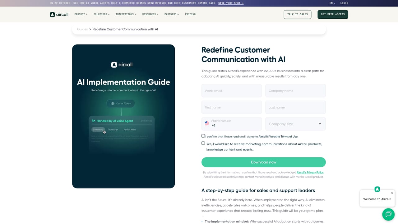 Aircall — Launch an AI Agent with the implementation guide