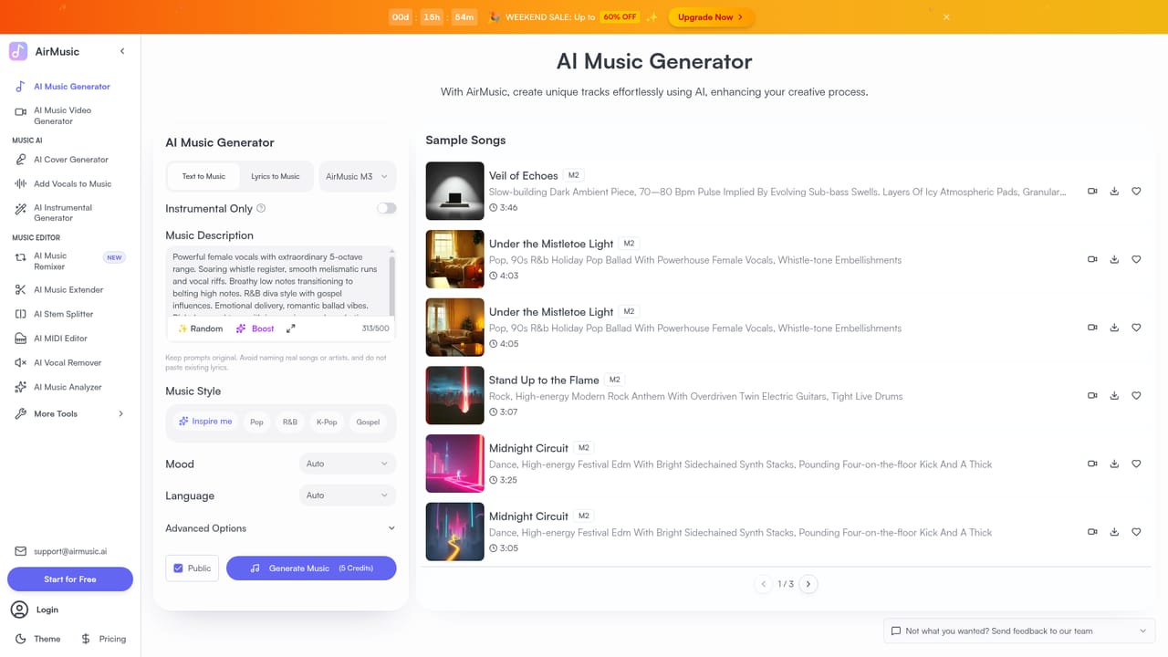 AirMusic — Open the music generator
