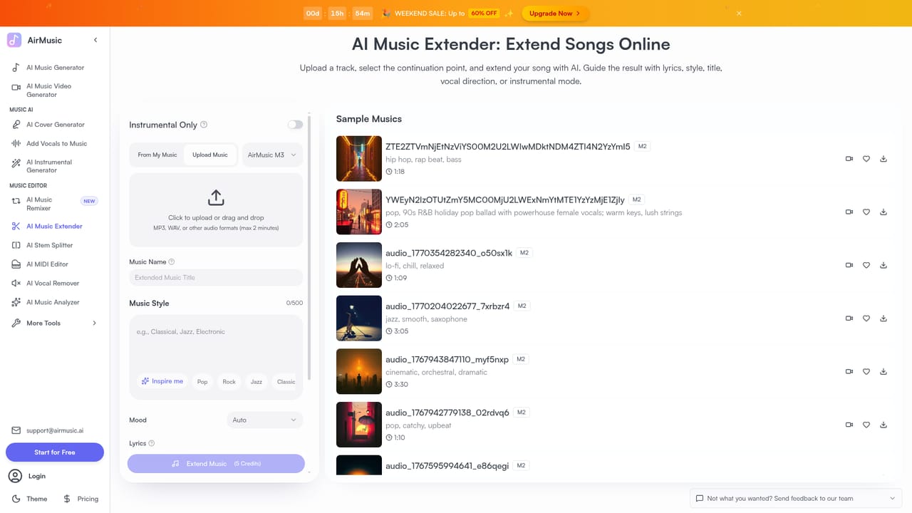 AirMusic — Extend or refine the track