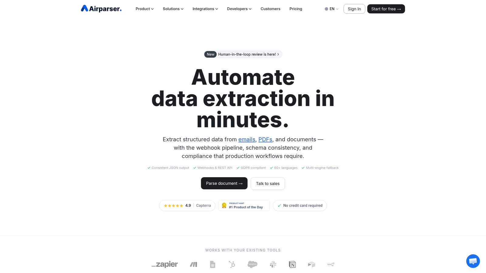 Airparser — Try a sample or upload your own document