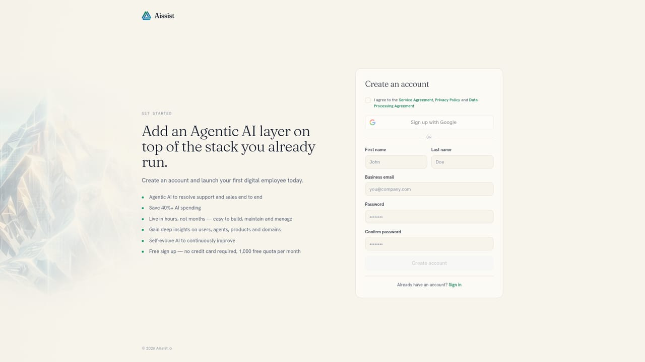 Aissist — Sign up and start the free ticket allowance