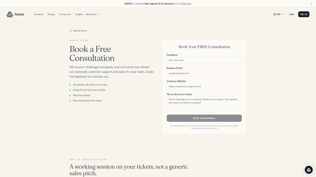 Aissist — Book a demo for a guided evaluation