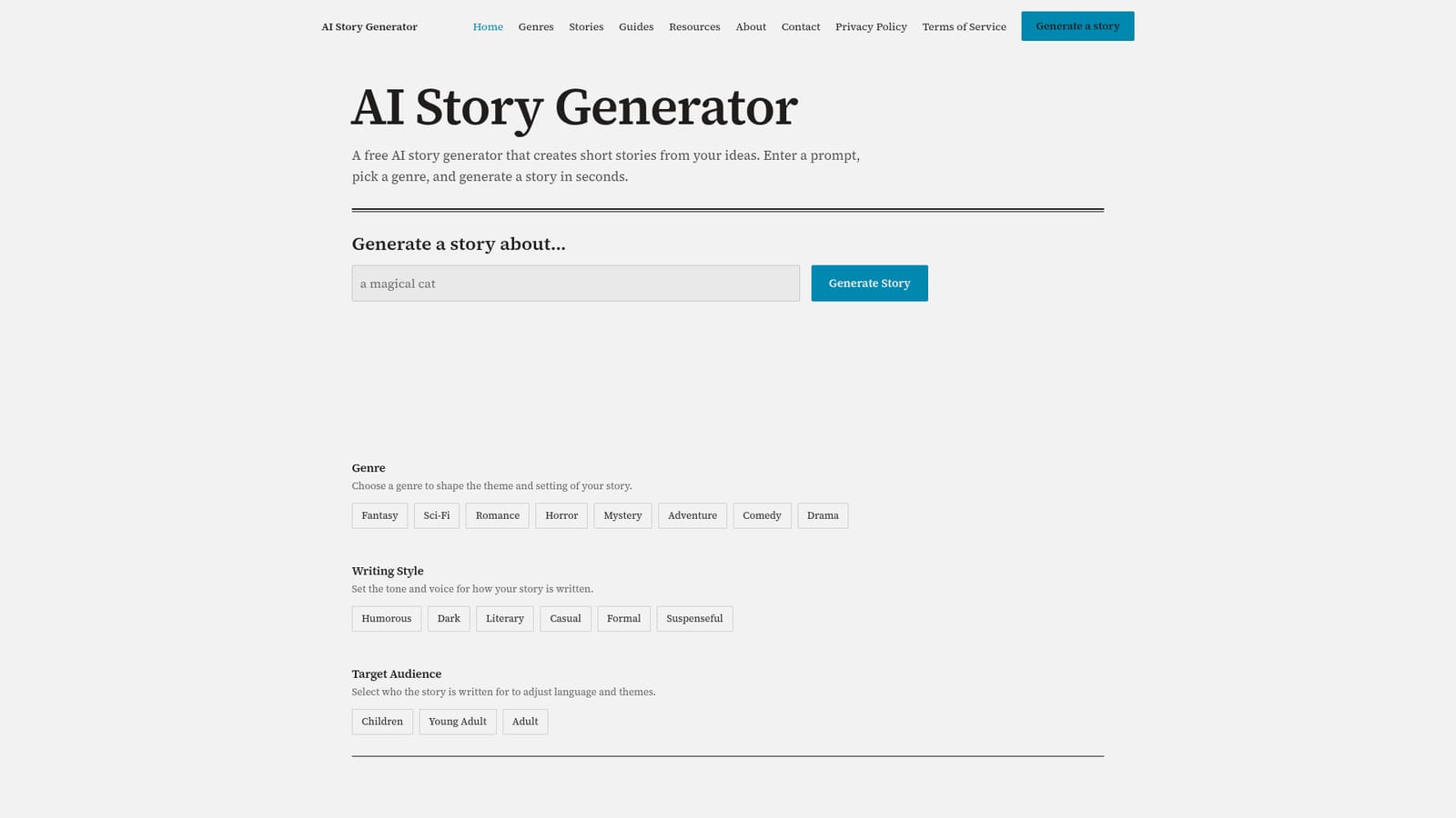 AIstorygenerator — Open the generator