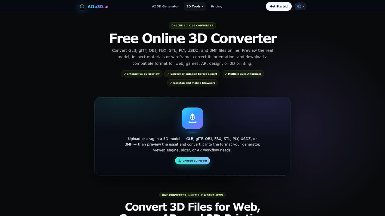 AIto3D.ai — Inspect the model and run file utilities