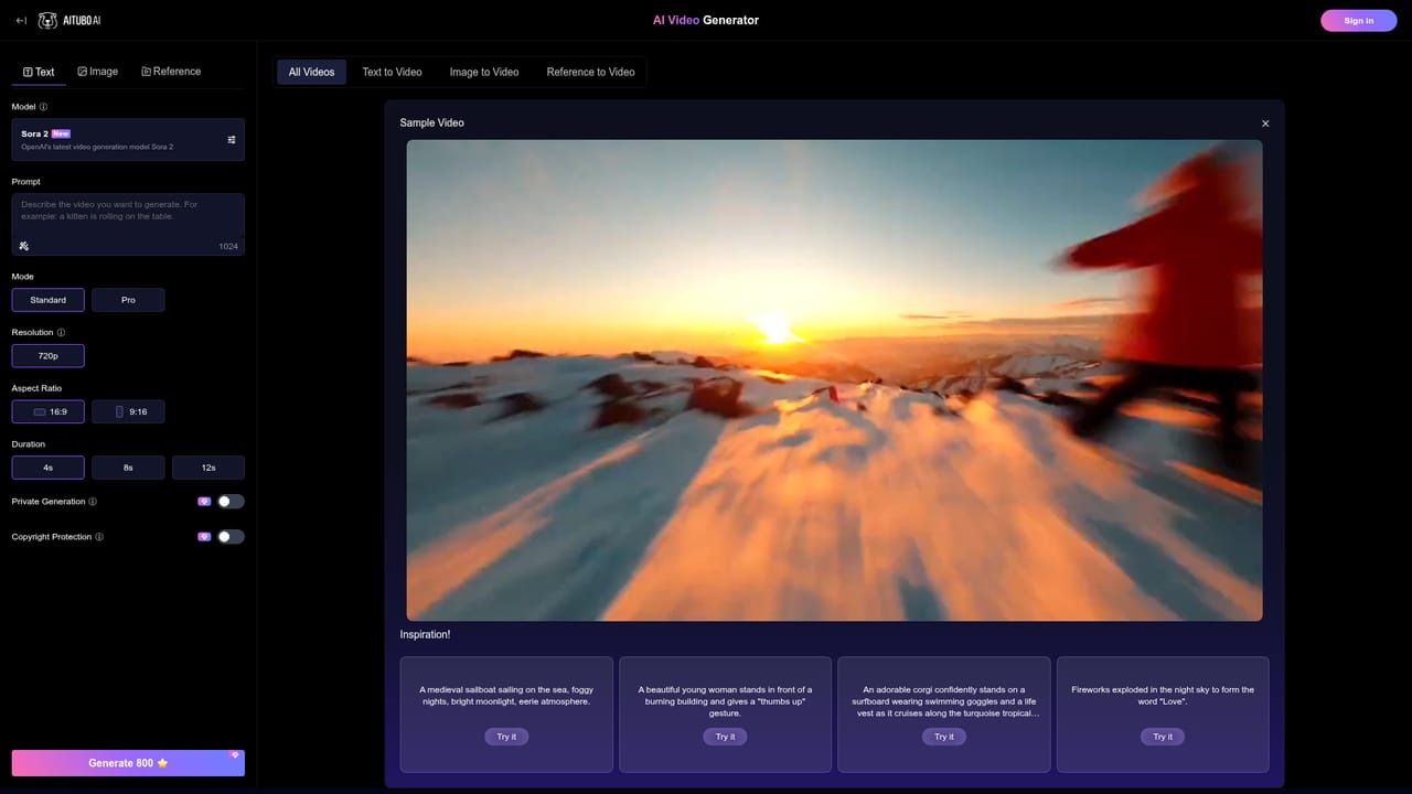 Aitubo — Animate a still or generate a clip