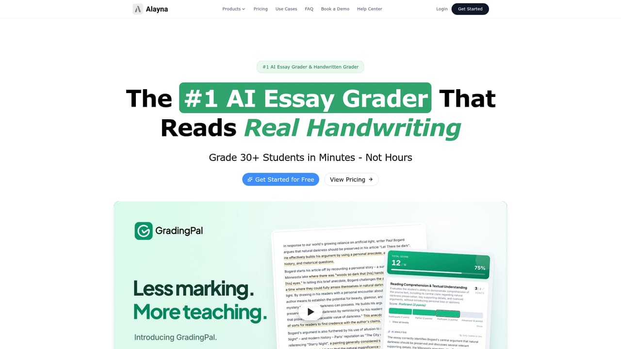 Alayna AI — Grade a stack of handwritten work