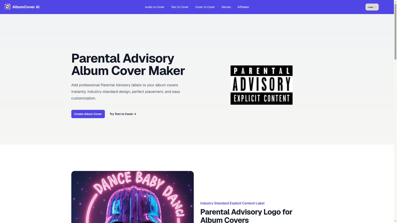 Album Cover AI — Add an explicit content label